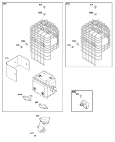 Exhaust Group Diagram and Parts List for 19N132-0237-H1 100000 - 19Z999 Briggs and Stratton Engine